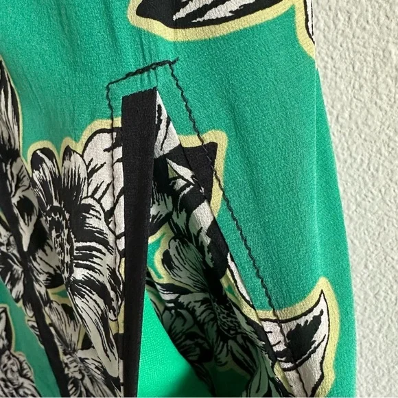 Maeve‎ Anthropologie Silk Ayame Dress Green/Black Floral Pockets - Picture 4 of 7